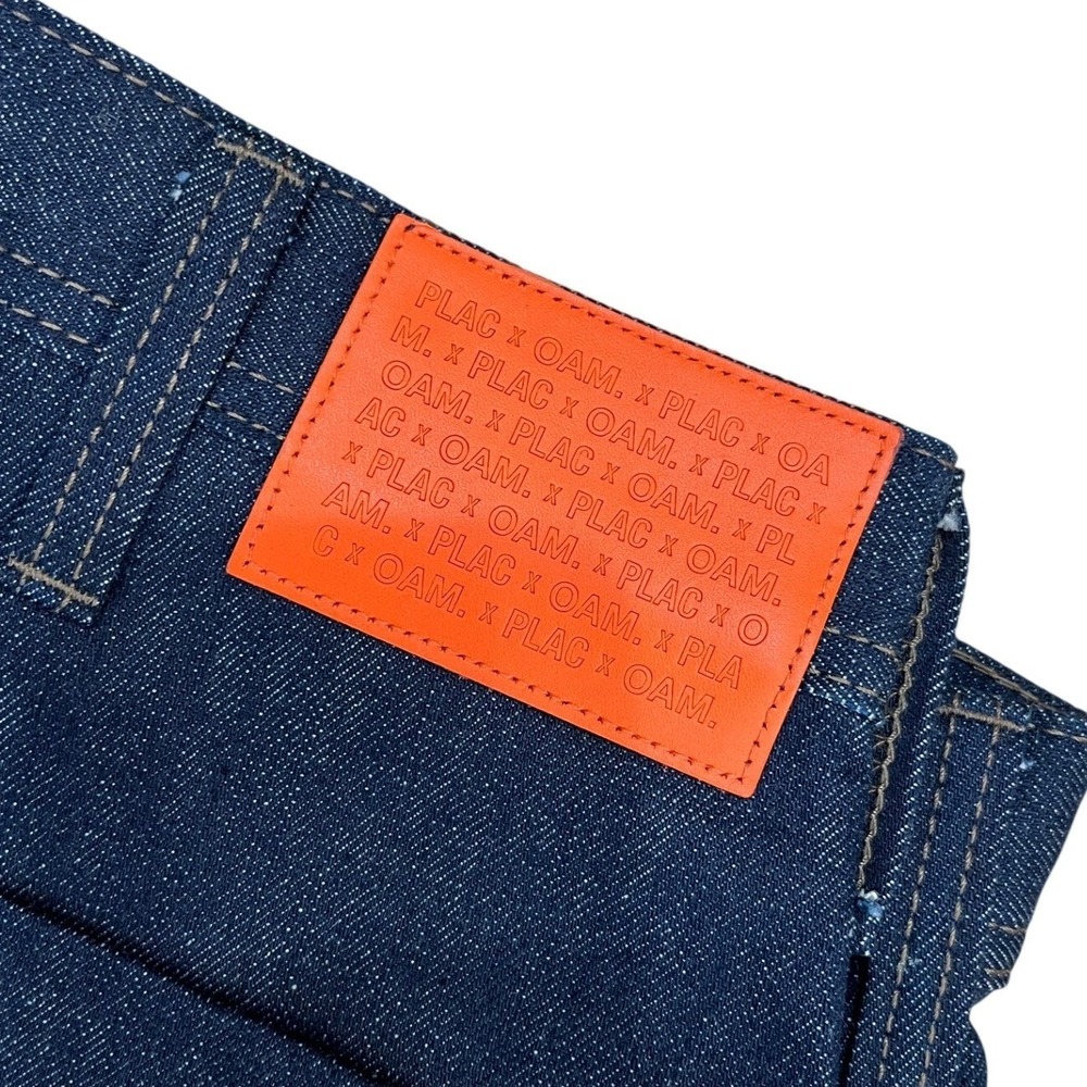 PLAC x O.A.M Wide Raw Denim Carpenter Jeans Mens Size 34 Dark Wash - Picture 6 of 10